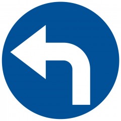 Znak - Nakaz jazdy w lewo (skręcanie za znakiem)