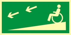 Route on the lower floor for the disabled to the left