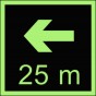 Direction to the place of firefighting equipment or warning device storage - 25 m left