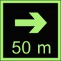 Direction to the place of firefighting equipment or warning device storage - 50 m right