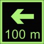 Direction to the place of firefighting equipment or warning device storage - 100 m left