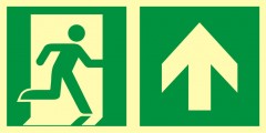 Richtungsangabe für Rettungsweg - nach oben (rechtsseitig)