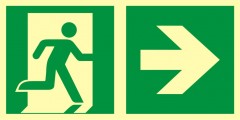 Direction to emergency exit – right