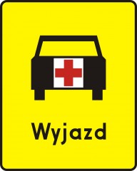 Das Schild weist auf die Ausfahrtstelle von Krankenwagen hin