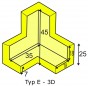 Elastisches Eckverbindungsstück 3D für Profile des E-Typs