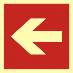 Znak przeciwpożarowy - Kierunek do miejsca rozmieszczenia sprzętu pożarniczego lub urządzenia ostrzegającego