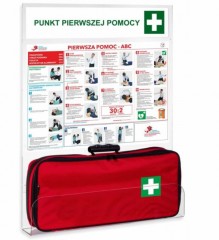 Punkt pierwszej pomocy PLEXI duży z kieszenią na AED