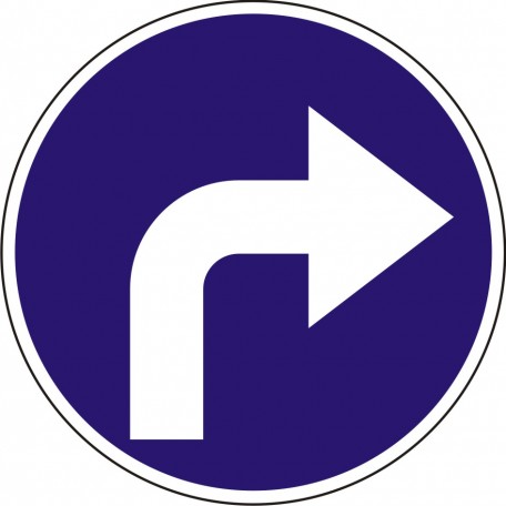 Nakaz jazdy w prawo za znakiem